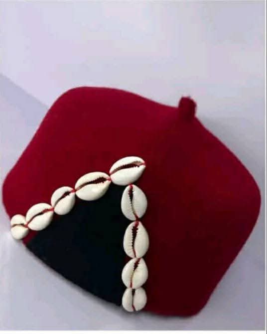 Adorable Red Cap with Cowry Beads — image 1